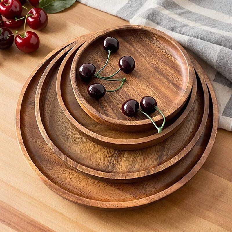 Ruhan Japanese Style Walnut Wood Round Tray