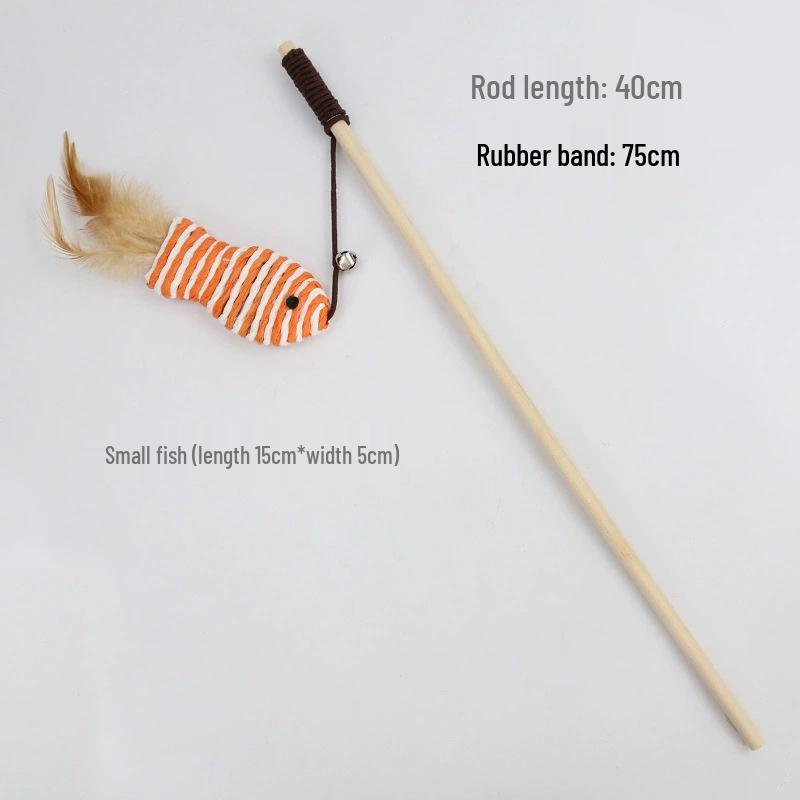 Linen Mouse Cat Teaser Wand with Bell - Boredom Relief Toy for Cats