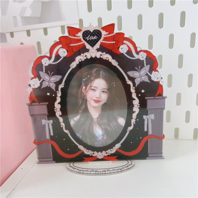 Cute Acrylic Photo Frame Desktop Stand for Idol Polaroids, K-Pop Collectibles, Instax Mini, Fan Photocard Display Holder