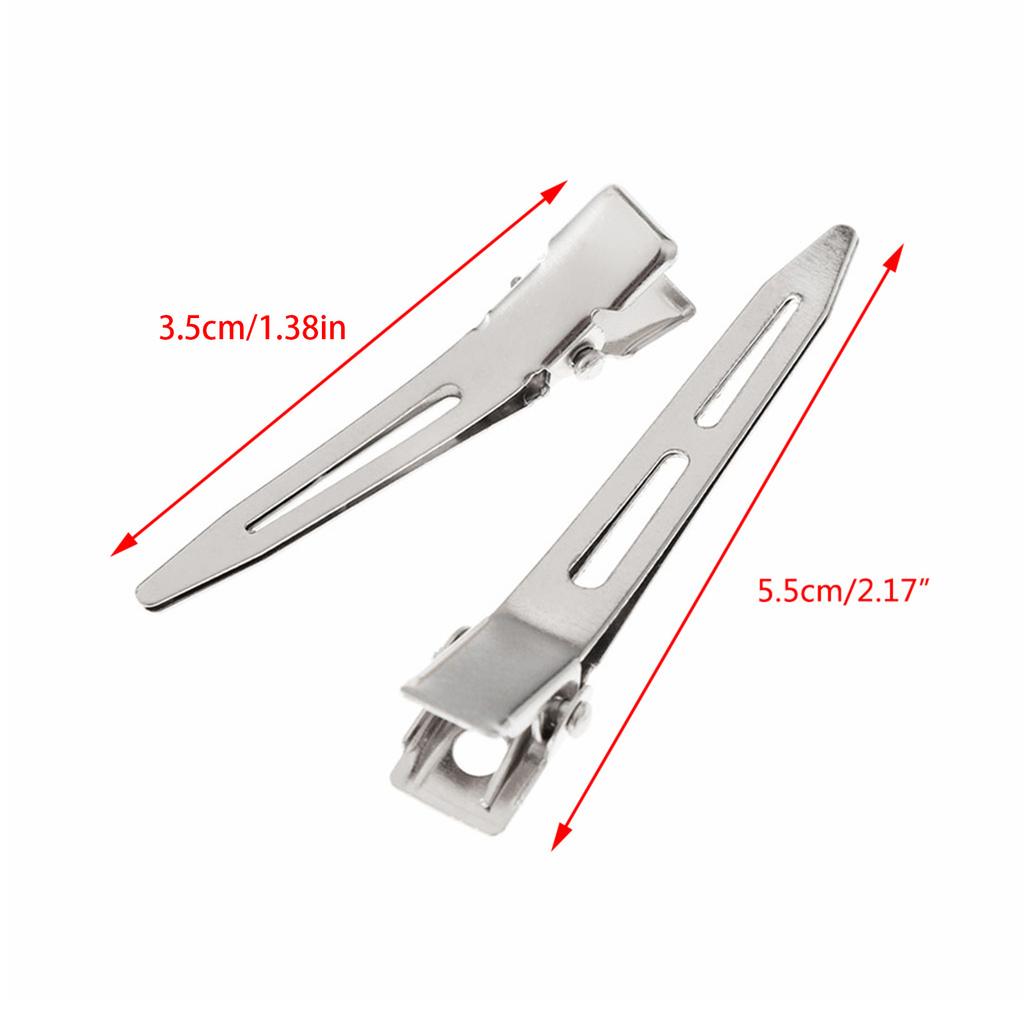 24Pcs Single Prong Curl Duckbill Hair Clips Silver Sectioning Alligator Hairpins