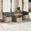 Vidaxl 8-Cz. Garden Furniture Set With Cushions, Beige, Poly Rattan