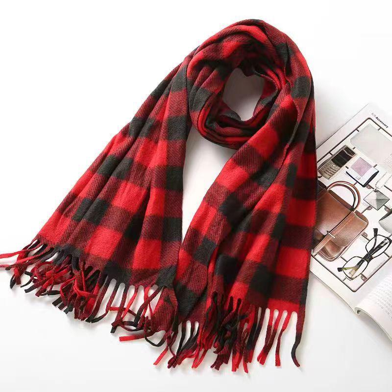 Niche Solid Color Imitation Cashmere Scarf Japanese And Korean Women'S Simple Light Luxury Temperament Scarf Shawl Can Be Printed Logo