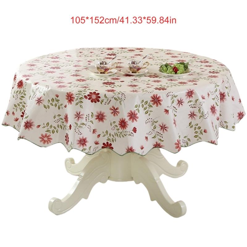 Florals Pattern Tablecloth Oilproof Waterproofs Easy Cleaning Round Table Cover for Home Restaurant Decors Table Cloth