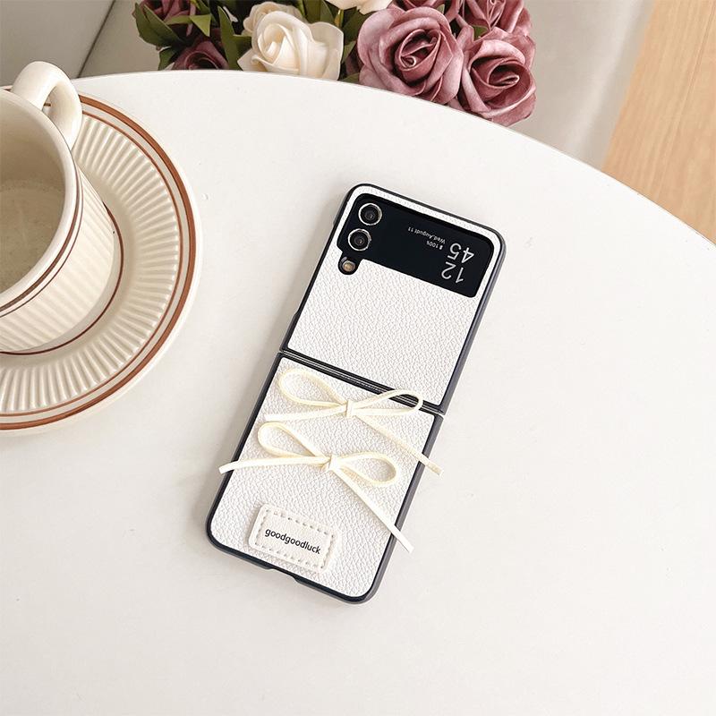 

For Samsung Zflip6 Clamshell Folding Screen for Huawei P50pocket Bow Solid Color Simple Female New Model For Samsung ZFlip3