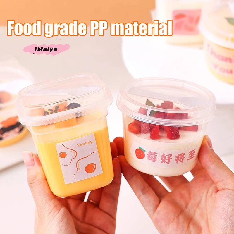 10Pcs Dessert Cup With Spoon With Lid Transparent Cups For Dessert Ice Cream Pudding Yogurt Cups Mousse Cake Box Container