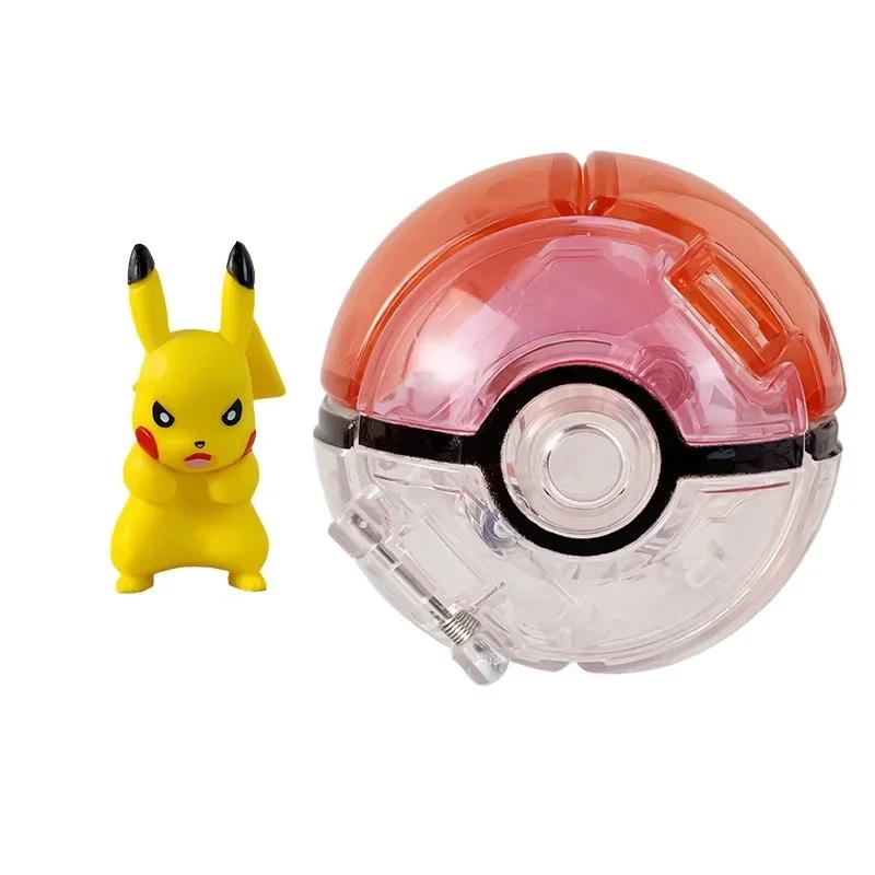 Pokemon Model with Ball Poke Pokeball Mew Groudon Solgaleo Mewtwo Pikachu Meowth Charizard Kyogre Fennekin Froakie Chespin Toy
