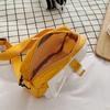 Cute canvas bag women's 2025 new Japanese shoulder small square bag ins fresh contrasting color student messenger bag tide