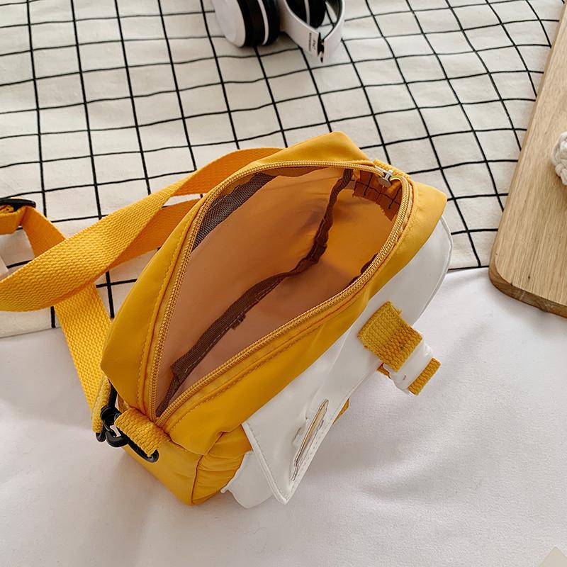 Cute canvas bag women's 2025 new Japanese shoulder small square bag ins fresh contrasting color student messenger bag tide