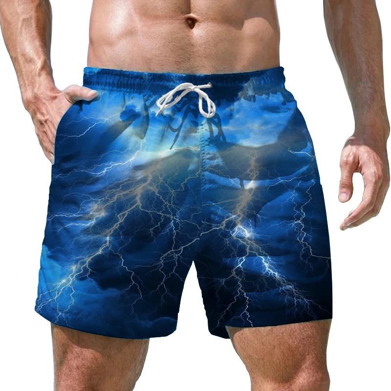 Summer Men's Lightning 3D Printed Beach Shorts
