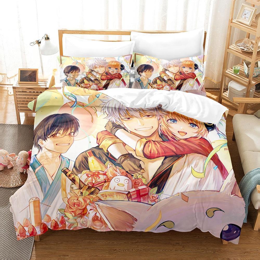 Fashion 3D Anime Bed Sheet Set Gintama Bedding Set Single Twin Full Queen King Size Bed Set Adult Kid Bedroom Duvet Cover Sets