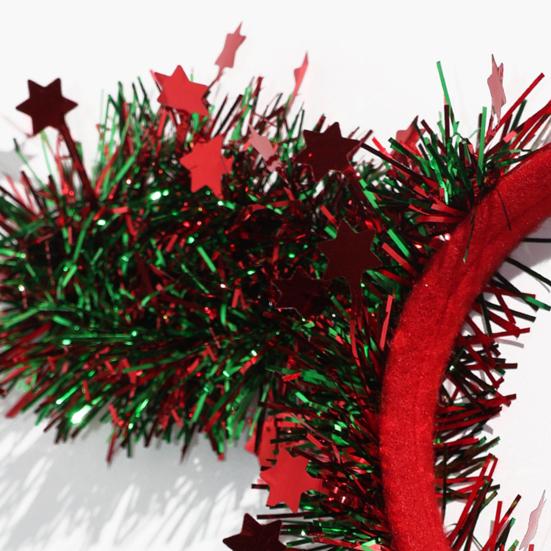 Christmas Headband for Women Girls Holiday Tree/Reindeer/Snowman/Bell Hair Aceessory with Tinsel for Xmas Party Favor