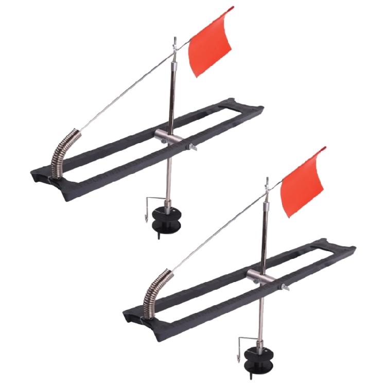 2Pcs Ice Fishing Tip Up Replacement Rail Style Foldable with Orange Flags Rail Tip Up Ice Fishing Accessories Easy to Use