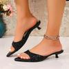Fashion 2025 Summer New Fashion Women High Heels Slippers Square Toe Shoes for Women Design Open Toe Slingback Slides Female Zapatos
