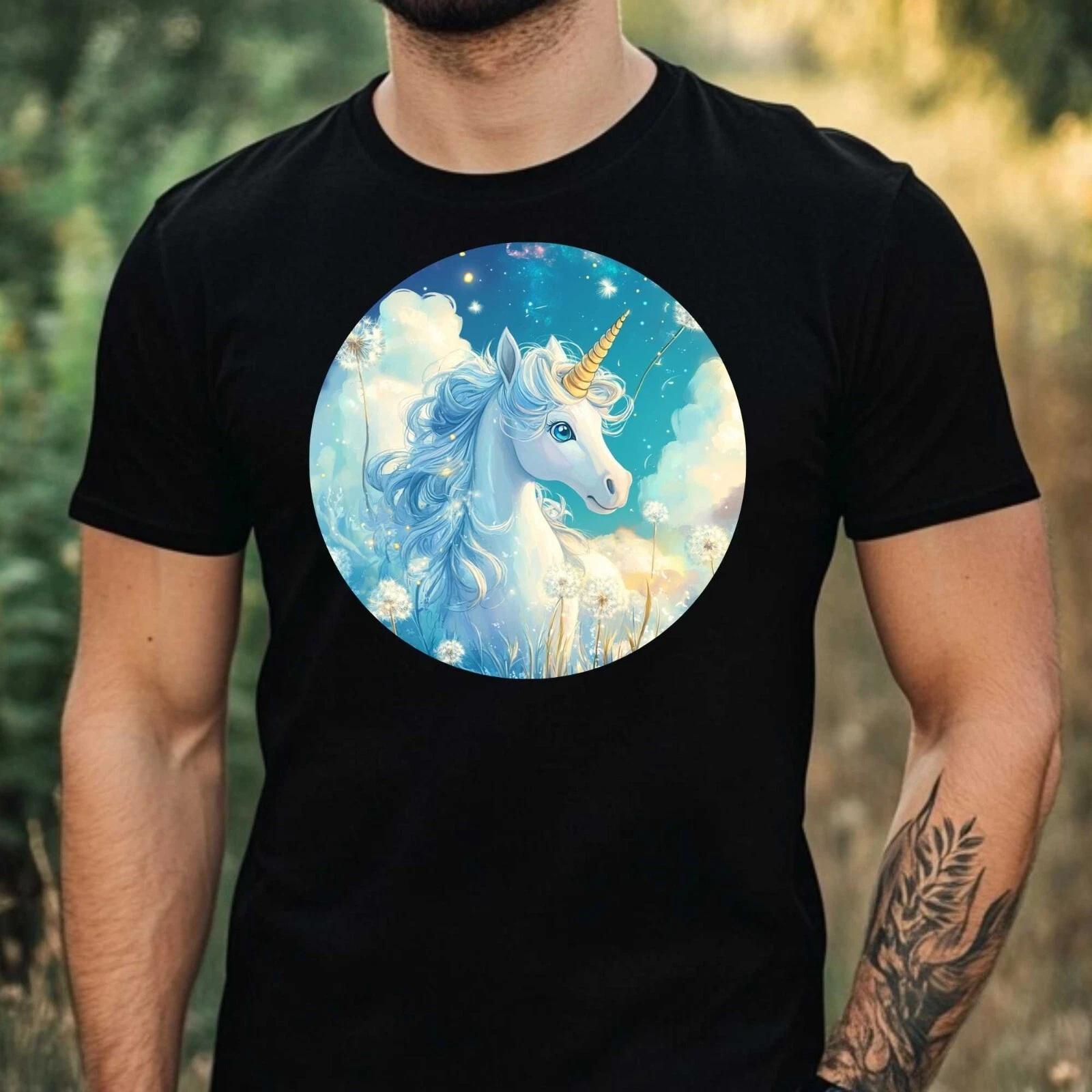 T-Shirt Herren Einhorn mit Löwenzahn Motiv Baumwolle Größe XS bis 5XL XXXXL