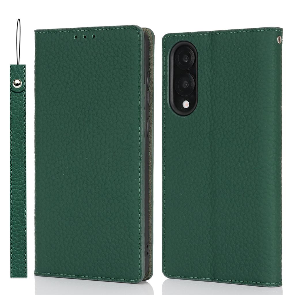 For Samsung Galaxy S25 Edge Wallet Case Genuine Cow Leather Phone Cover Litchi Texture
