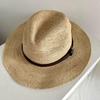 Natural Raffia Beltjazz Top Sun Hats Summer Cool Hand-Woven Breathable Top Hat Men'S Women'S Versatile Straw Hat Beach Panama