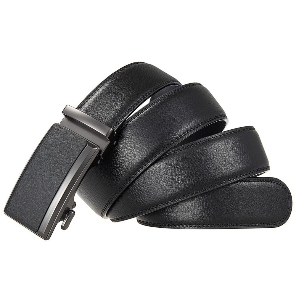 Simple Genuine Leather Belts 110/120/130cm Men's Waistband Luxury Metal Buckle Belt  Male