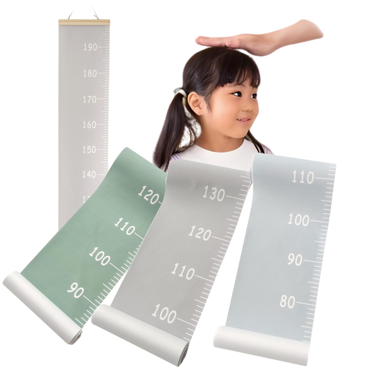 

Wall-Mounted Height Chart, Gray, Kids Height Measuring Device with Pen, Growth Tracker, NYANDELMO ND-0121-R13-GY
