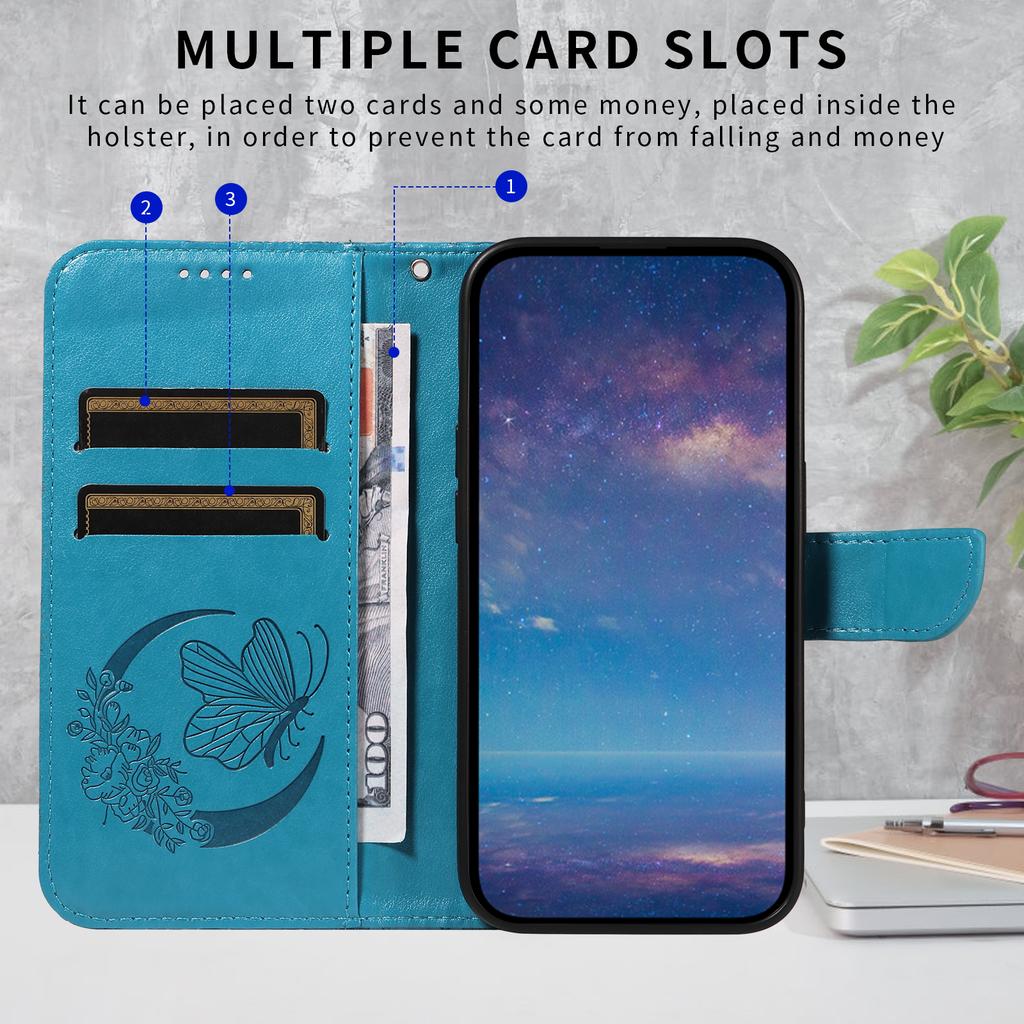 For iPhone 17 Pro Case Butterfly Pattern PU Leather Folio Flip Phone Cover