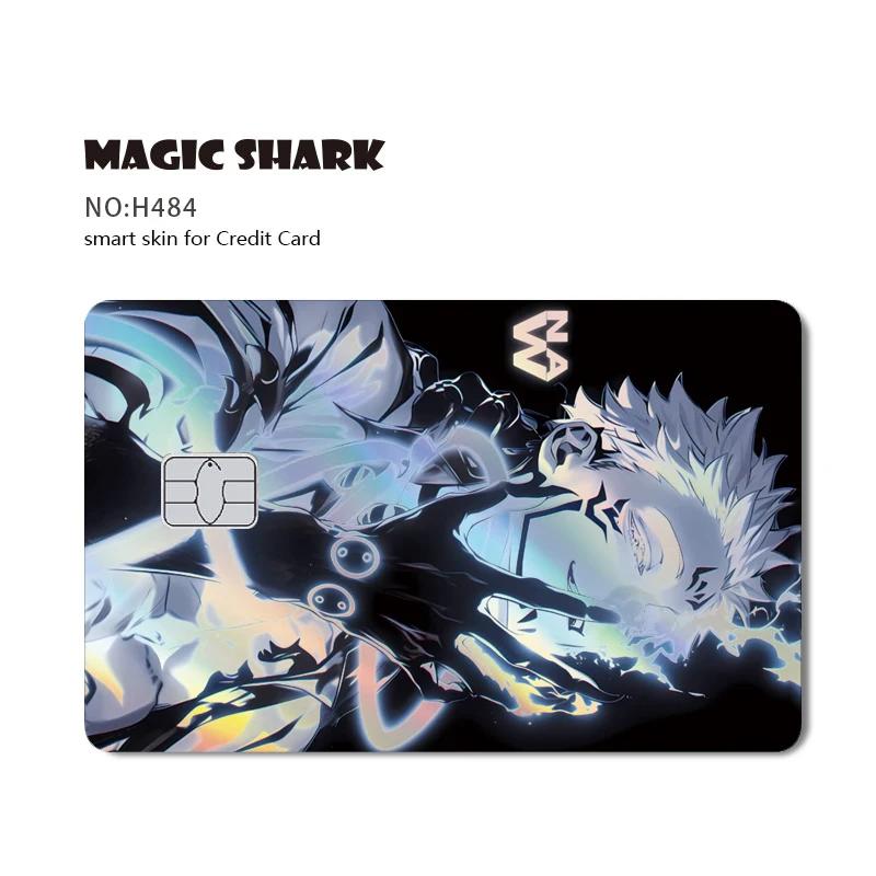 100% Nieuwe Anime Jujutsu Kaisens Gojo Holografische Laser Glanzende Voorkant Credit Debit Bankkaart Sticker Folie Skin Cover (as the picture,Large Chip)