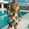 2025 Summer New Men's Luxury Gold Pattern Sportswear 3D Printed Short Sleeve T-shirt Set Fashionable Casual Men's T-shirt