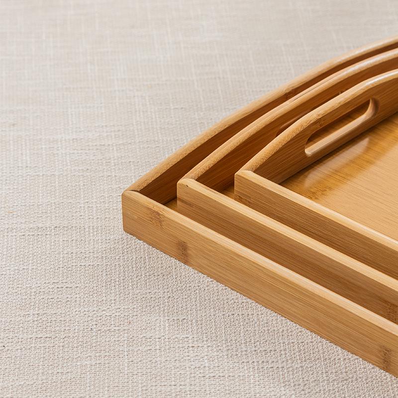 Nordic-Style Rectangular Bamboo Tray for Tea Cups