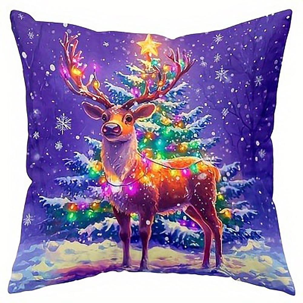 Christmas Pillowcases: Snowman, Santa, Reindeer & Christmas Tree Designs Sofa bed cushion cover, New Year home decoration