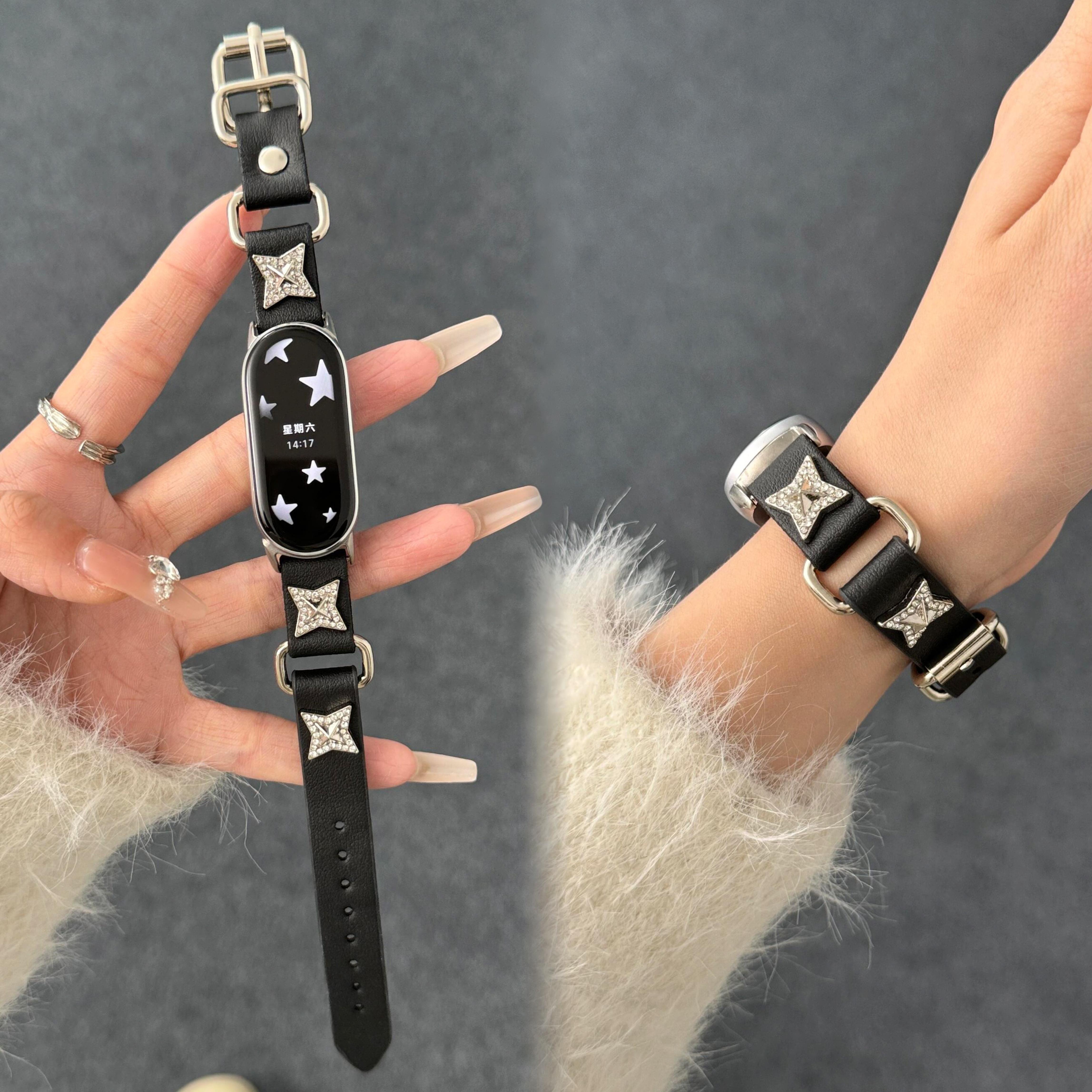 

leather For XIAOMi Band 9 Strap For Mi Band 8 New Design Bracelet for xiaomi Smart Band 10 NFC Wristband Mi 8 Accessories For Mi Band 8 чорний