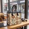Vintage Boho Floral Tote Bag for Women Fashion Large Capacity Casual Portable Handbag for Shopping Travel Daily Use