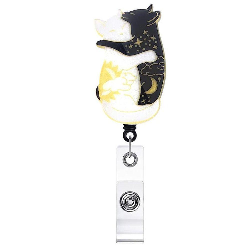 360 Rotating Cat Badge Reel Alligator Clip Retractable Badge Reel ID Card Holder  Keychains Lanyard