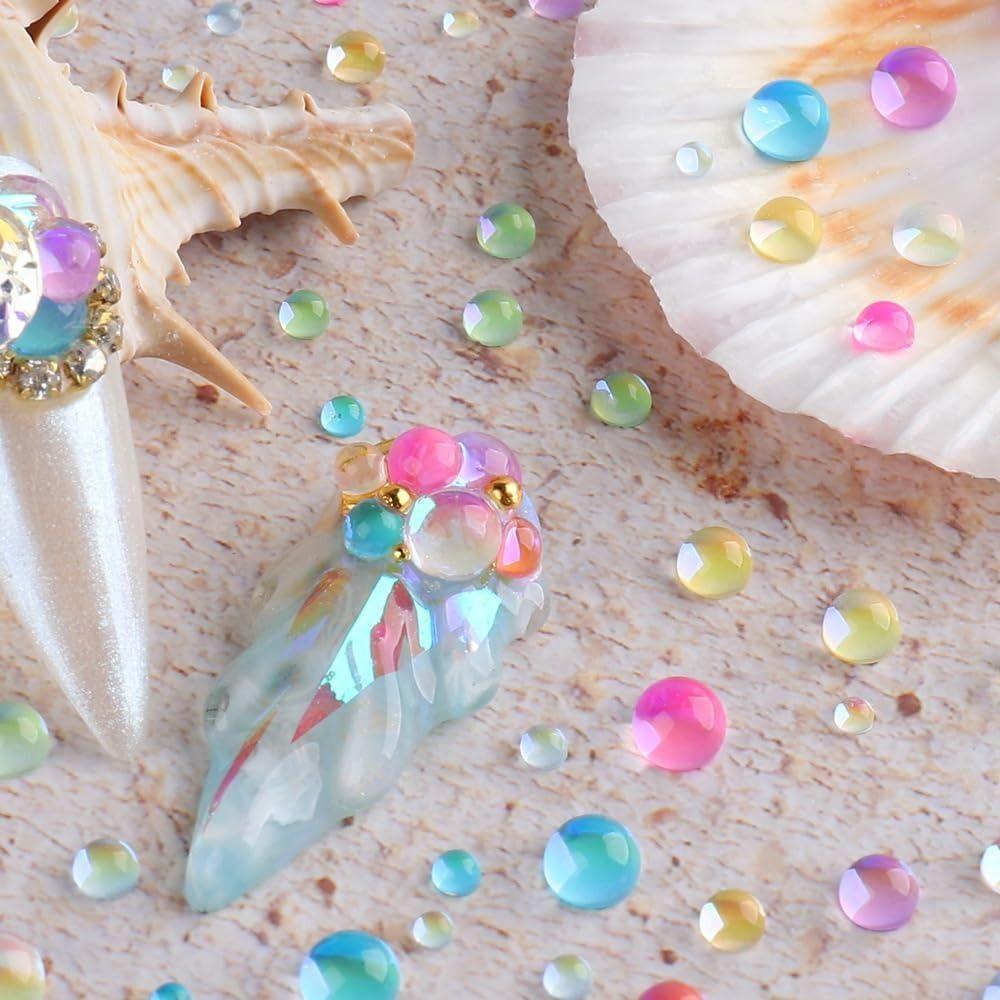 1 Box Half Spherical Glass Nail Art Charms DIY Aurora Nail Decorations  Manicure Accessories