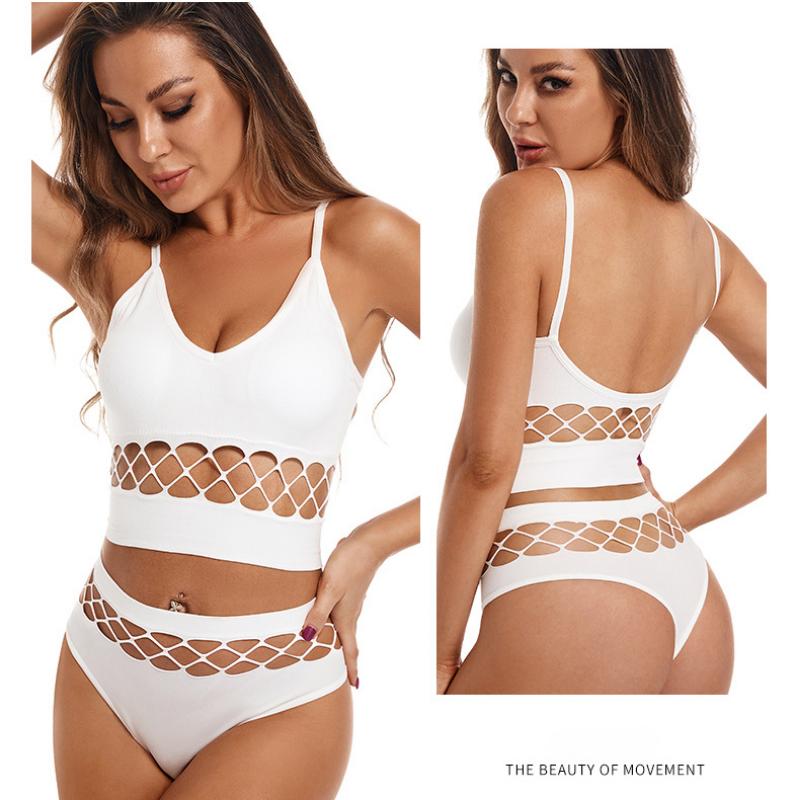 Hollow Underwear Set for Women with Small Breasts Push Up Bra Without Rims Plus Size Sports Camisole