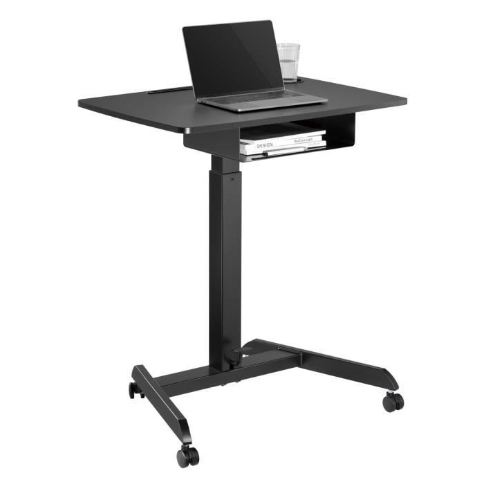 Bureau - MACLEAN - Table d'ordinateur portable - Réglable en hauteur - 1 tiroir - Noir