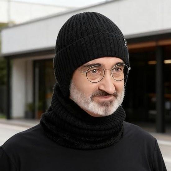 Mens Hat Ear Flaps Winter Warmth Autumn Knit Cap Stretchable Fluffy Fleece-lined Thermal Windproof Warm Simple Commuting Cycling Skiing Climbing Gift