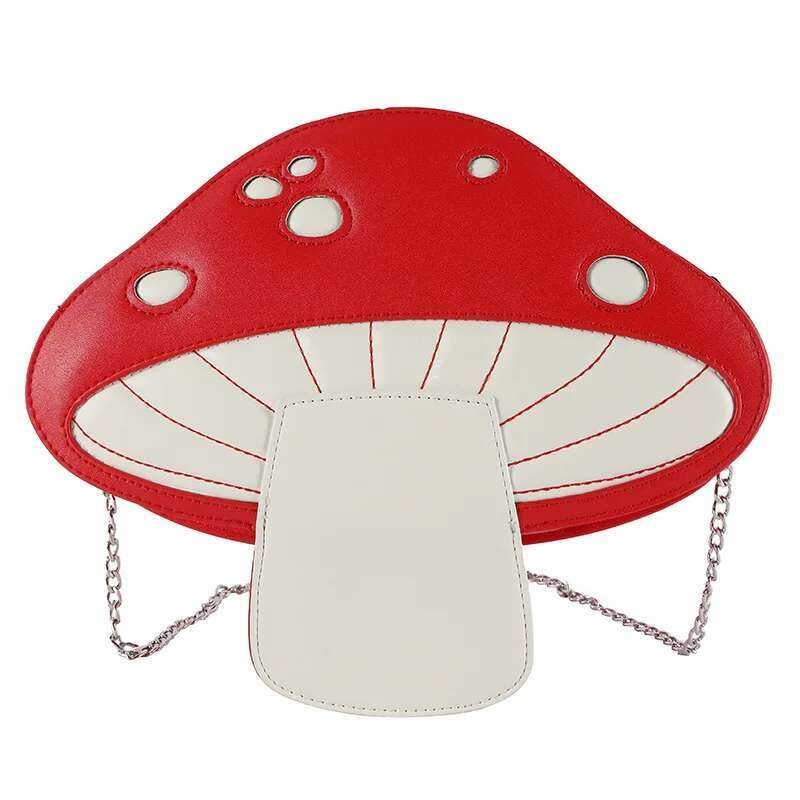 Funny Mushroom Shape Shoulder Bag for Women Girl PU Leather Handbag Cartoon Crossbody Bag Satchel Tote Female Mini Chain Bag