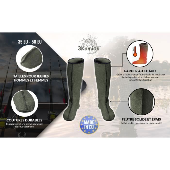 Chaussettes en feutrine - Non spécifié - 40 cm - Vert - Pour chasseurs et pêcheurs - Taille 35-50 EU