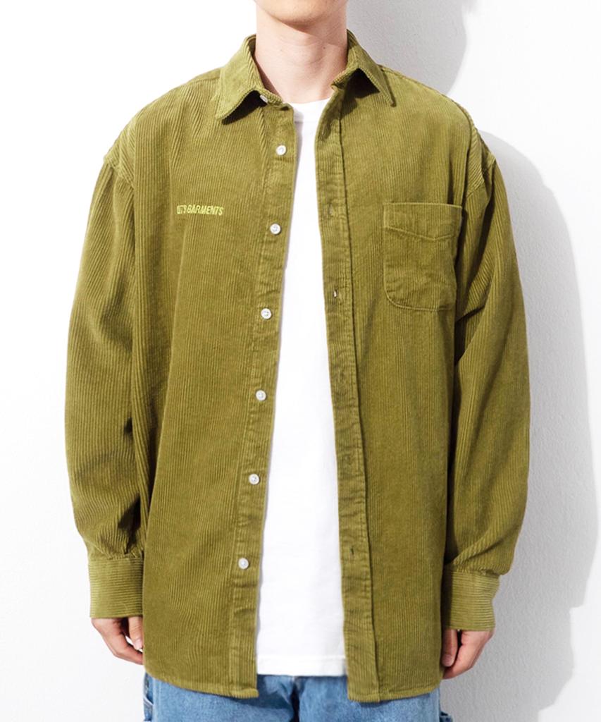 QT8 GARMENTS Tl Corduroy Oversize Shirt (Olive)