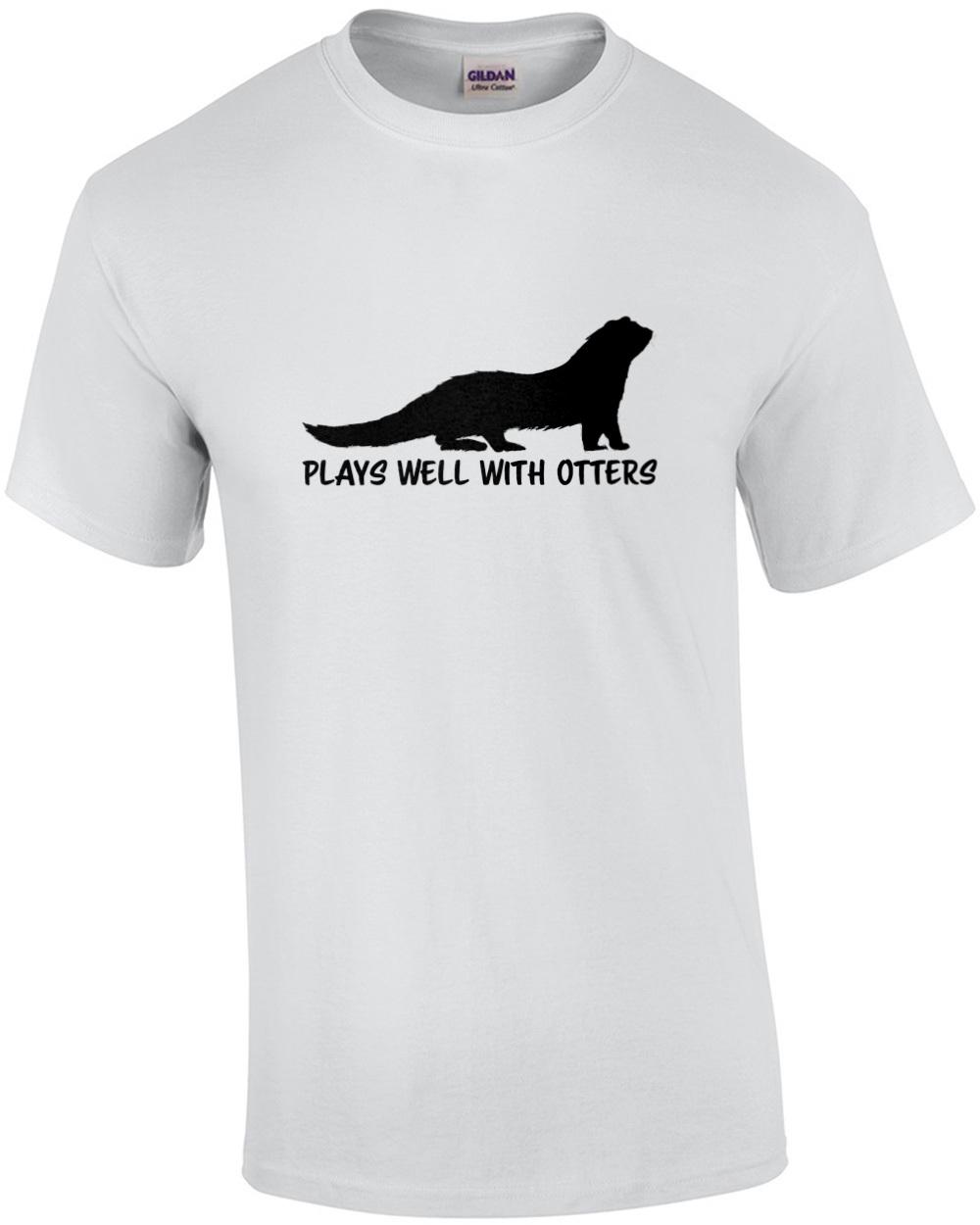 Plays well with otters - funny animal pun t-shirt Unisex T-Shirt S
