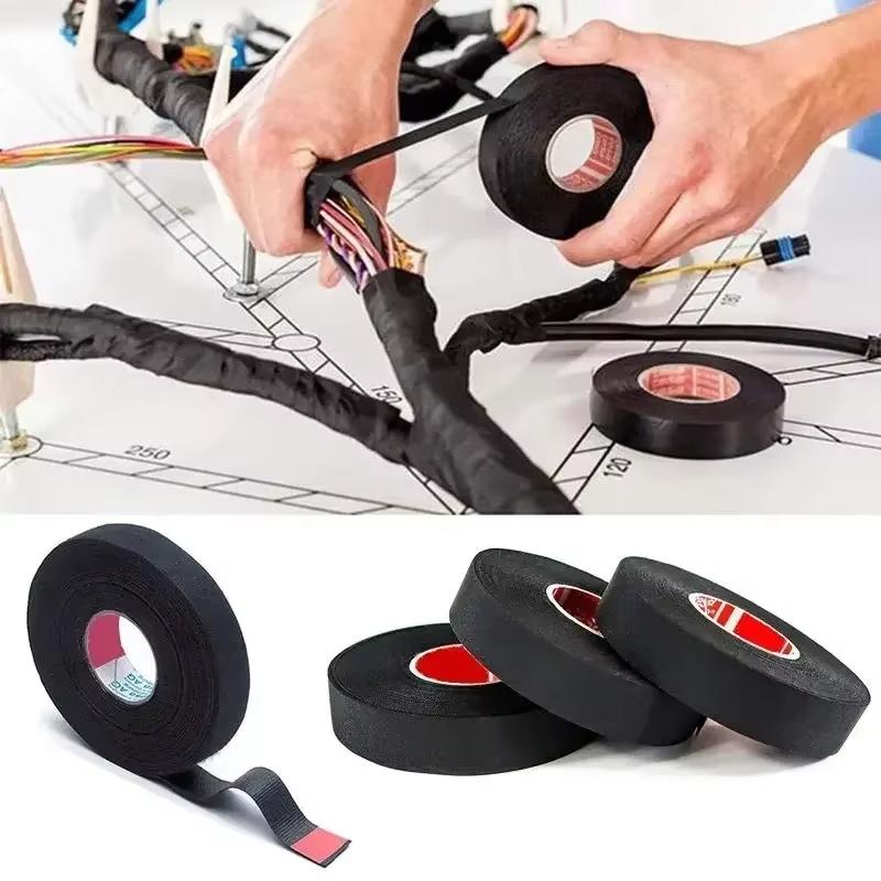 15M Heat-resistant Flame Retardant Tape Electrical Insulation Adhesive Cloth Tape Car Wire Tape Automotive Cable Harness Fabric Wrap