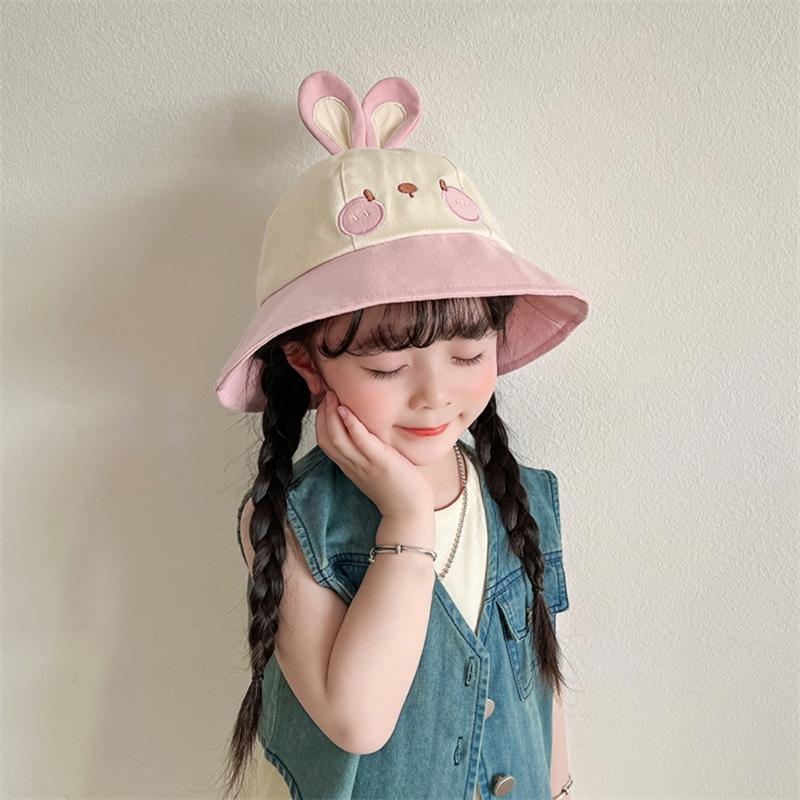 Kids Sun Hat Wide Brimmed Bucket Hat Cartoon Outdoor Children's Hat