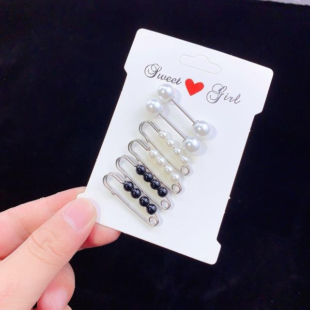 3 /6 Pcs 'S Clothing Pin Brooch Set Pearl Rhinestone Brooches Lapel For Women Pin Tightening Waist Pin Diy AccessoriesWedding Jewelry