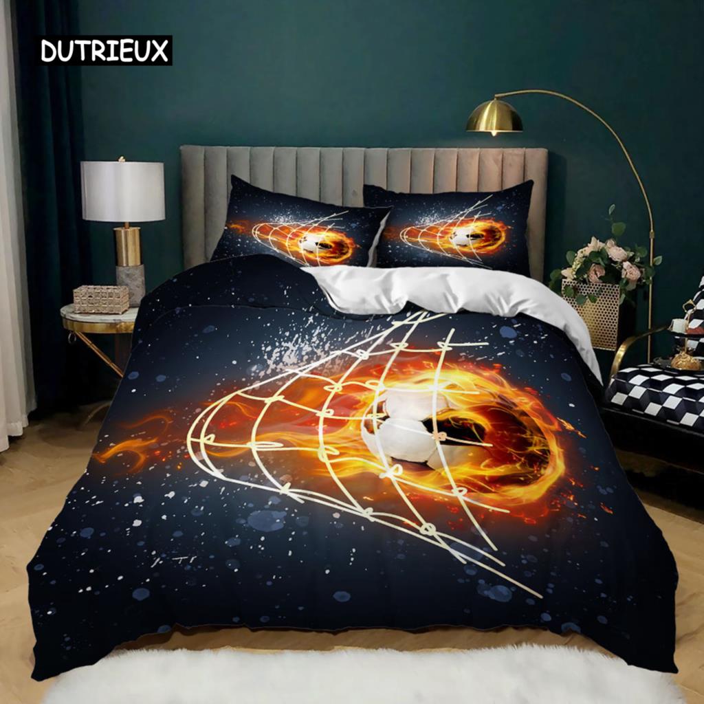 Zestaw poszewek na kołdrę Piłka nożna Piłka nożna Bramka Miękka pościel Poliester Sport Konkurencyjny motyw 2/3 szt. Pełny Queen King Size Poszewka na kołdrę