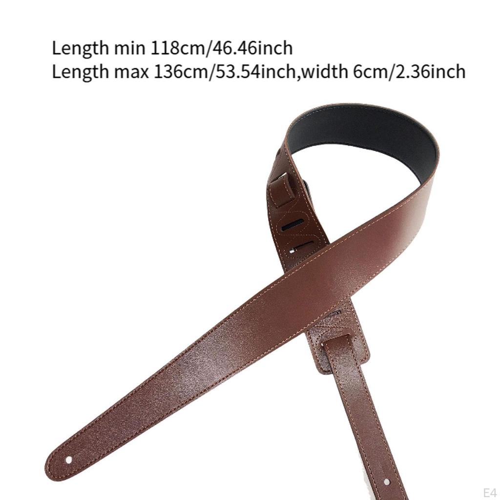 Adjustable Guitar Strap with Ergonomic Shoulder Pad Made of Sturdy PU Leather for Musical Instrument
