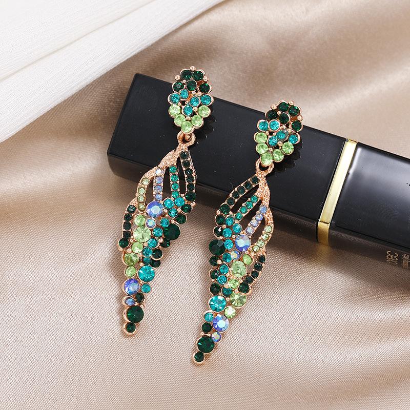 S925 silver needle niche baroque retro personalized crystal stud earrings women's fashion versatile long temperament earrings