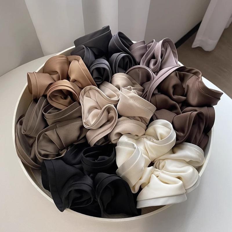 French Satin Large Hair Ropes Headband For Women Simple Oversized Elastic Hairband Scrunchies Hair Ornament Ponytail Headwear