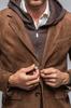 Casual Formal Men Brown Soft Suede Lambskin Leather Blazer Handmade Fashionable