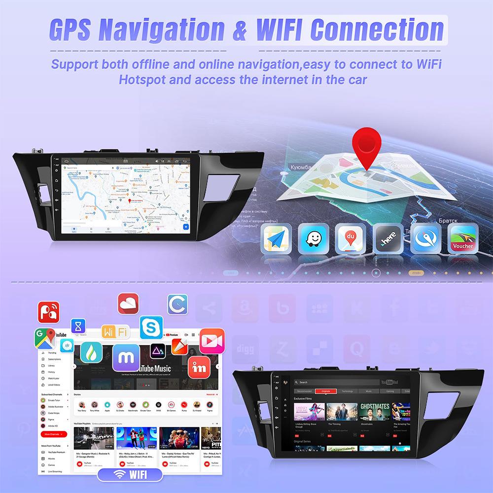 10.1" Wireless CarPlay Android GPS Navigation Radio for Toyota Corolla 2013-2016, 2GB+32GB