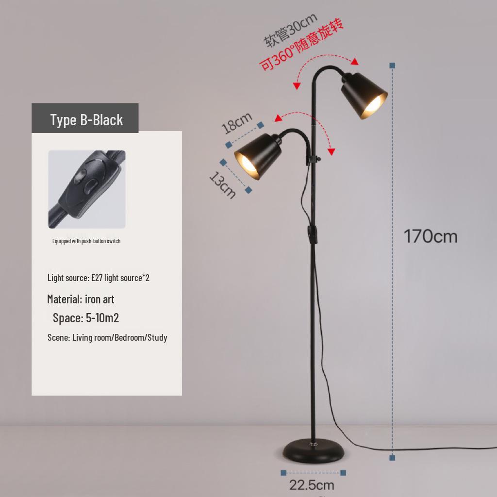 Nordic Modern Double-Head Floor Lamp: Minimalist Luxury for Living Room and Bedroom
