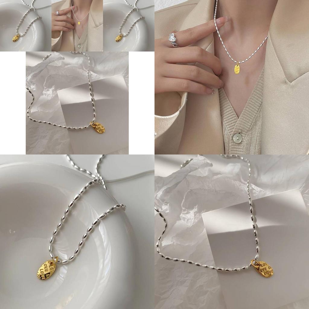 Trendy Gold Oval Love Letter Pendant Necklace For Women Perfect For Casual And Formal Wear
