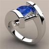 Elegant Fashion Rings for Women Copper Color Round Metal Inlaid Blue White Zicron Stones Ring Wedding Jewelry